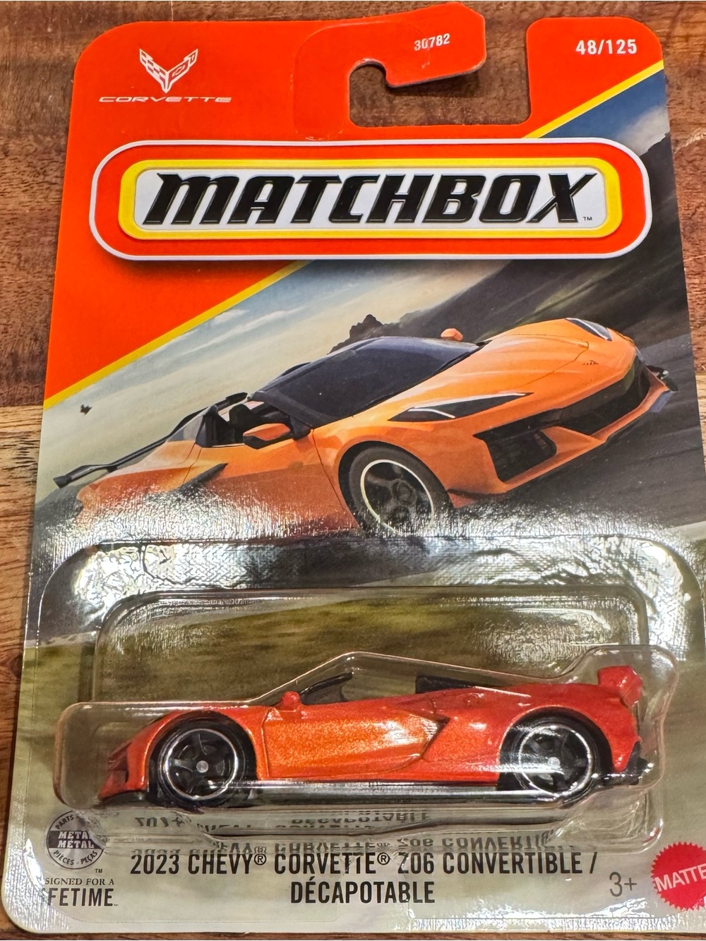 Matchbox Orange 2023 Chevy Corvette Z06 Convertible Toy Car